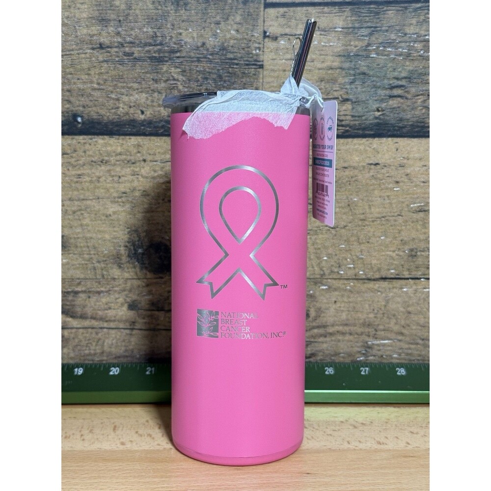 🩷NWT - Swig Life 20oz Breast Cancer Awareness Pink Bow Tumbler Straw Cleaner - Picture 2 of 11